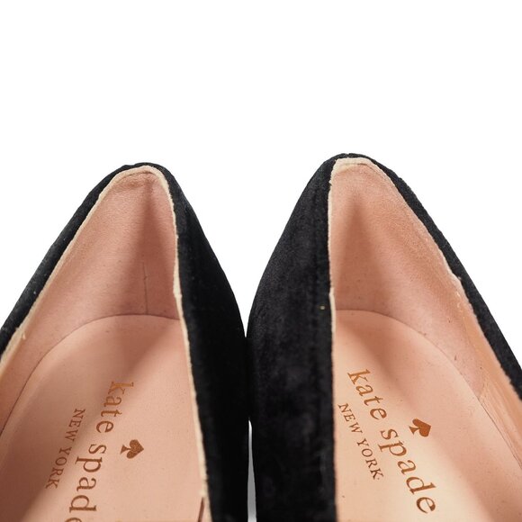 Kate Spade Milan Too Point Toe Velvet Black Heels Women's 7M Black / Gold Accent - Picture 10 of 11